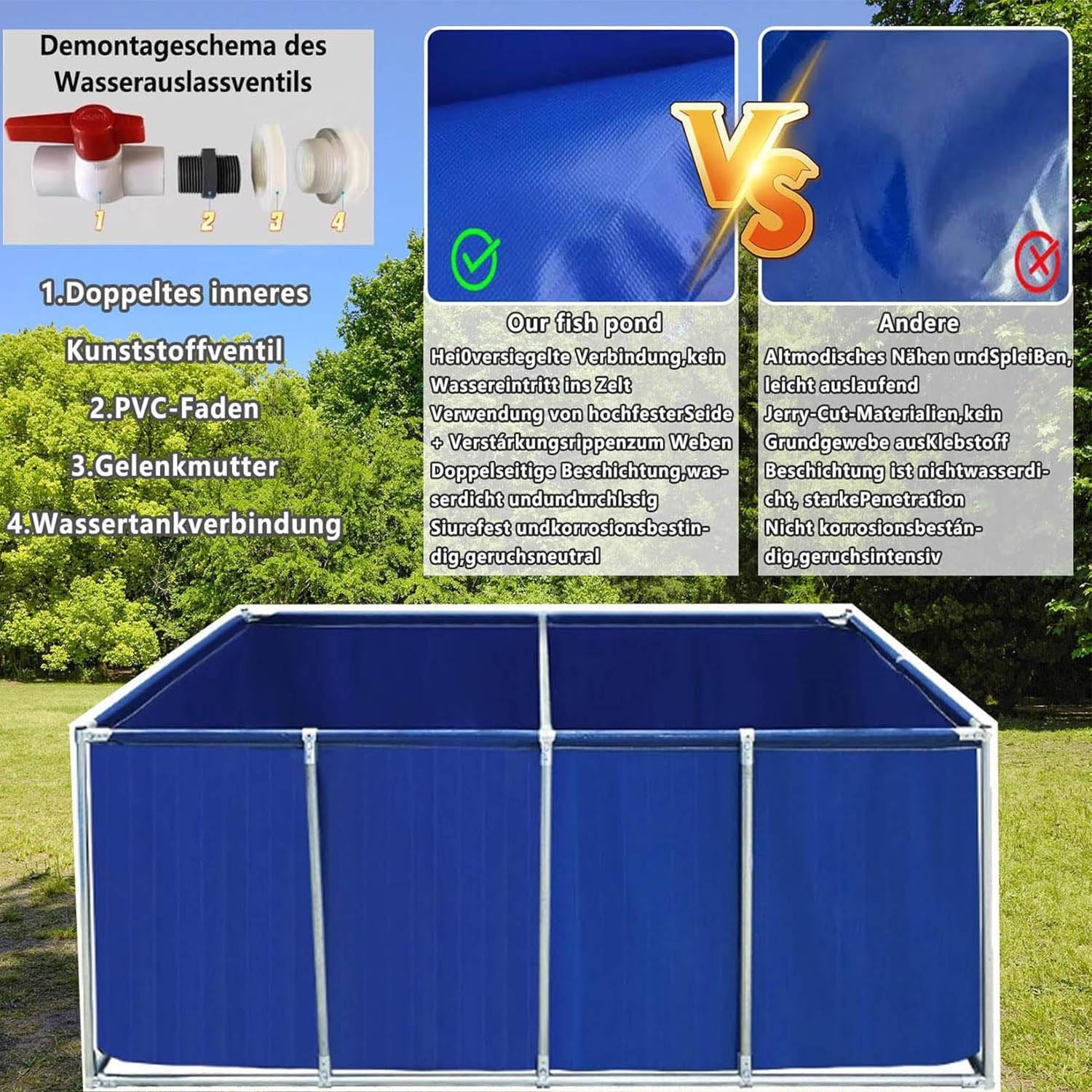 Durable Outdoor Aquaculture Tank with Bracket, Portable Fish Farming Pond for Irrigation & Aquatic Use, Heavy-Duty Water Cistern for Aquaculture Solutions