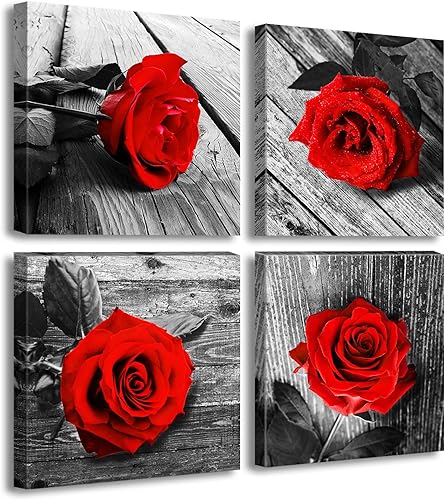 JiazuGo - Lienzo decorativo para pared, diseño de flores, color verde azulado blanco y negro, lienzo floral para pared, listo para colgar