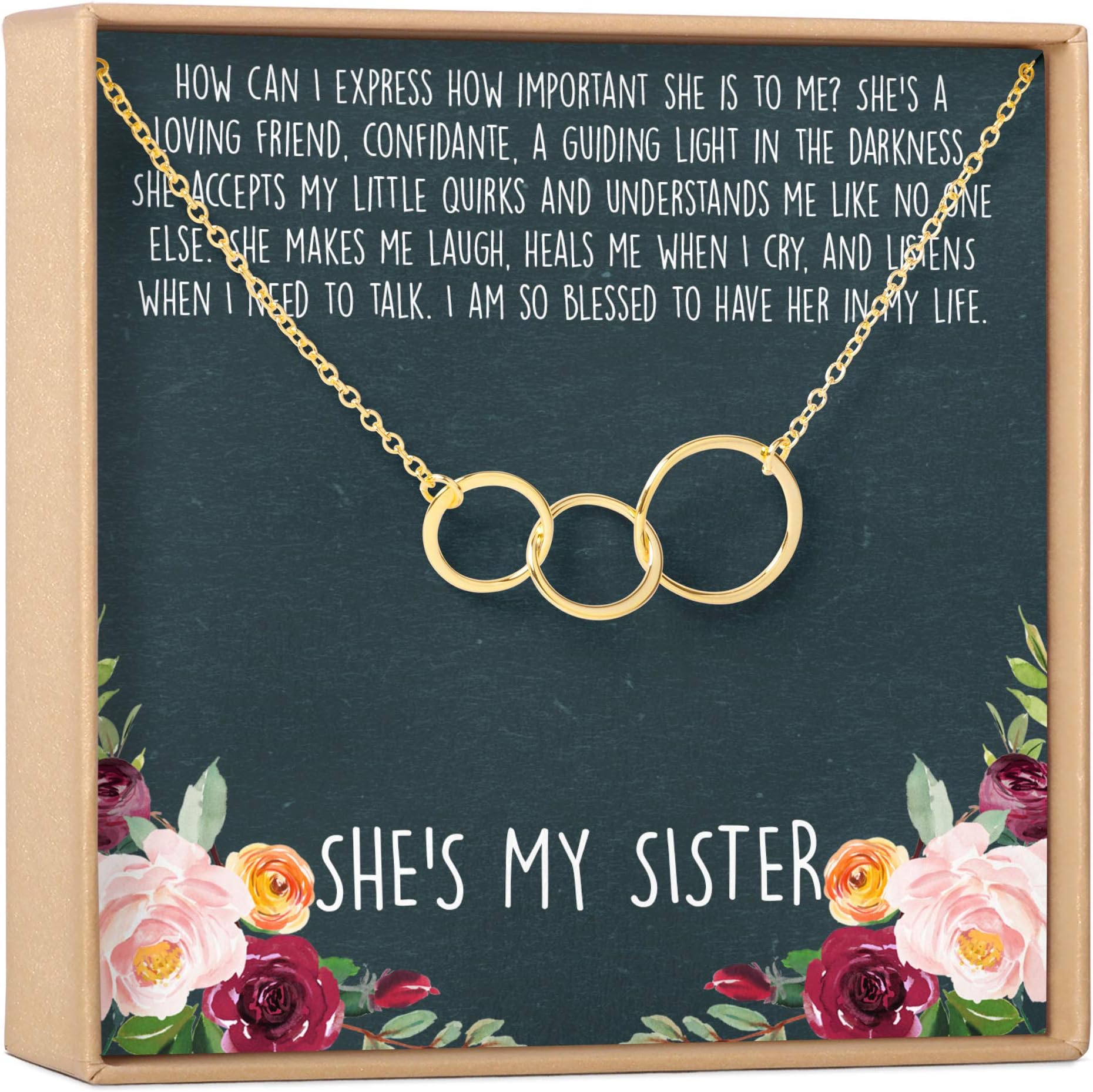 Sisters ギフトネックレス：姉妹の誕生日プレゼント、Big Sisterギフト、非対称サークル3個