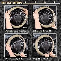 Vista 5 de CAR PASS Line Rider Funda de Volante de Cuero de Microfibra Deportiva, Ajuste Universal para el 95% de Camiones, SUV, Automóviles, Diseño