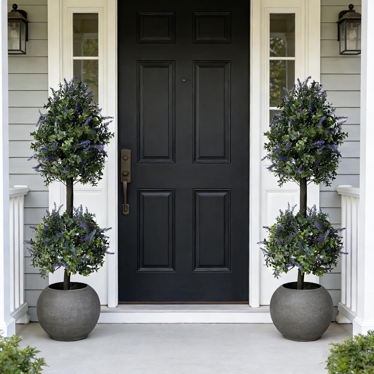 ALL SEASON GREEN Artificial Plants Topiary Tree, 40'' Purple Lavender Faux Flowers Potted Outdoor Plant, Front Porch Decor