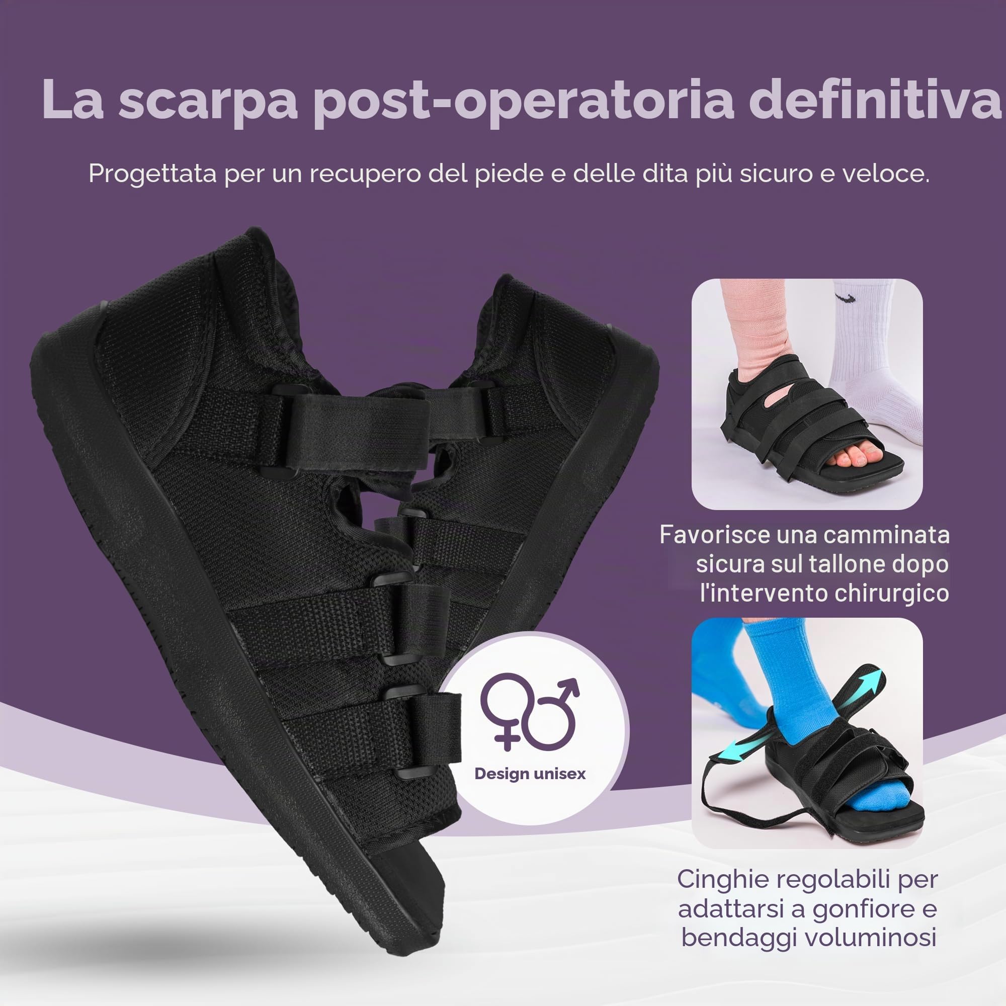 BraceAbility Scarpa post-operatoria per piede rotto o punta | Scarpone per scarpe da passeggio medico/chirurgico (grande - maschio)