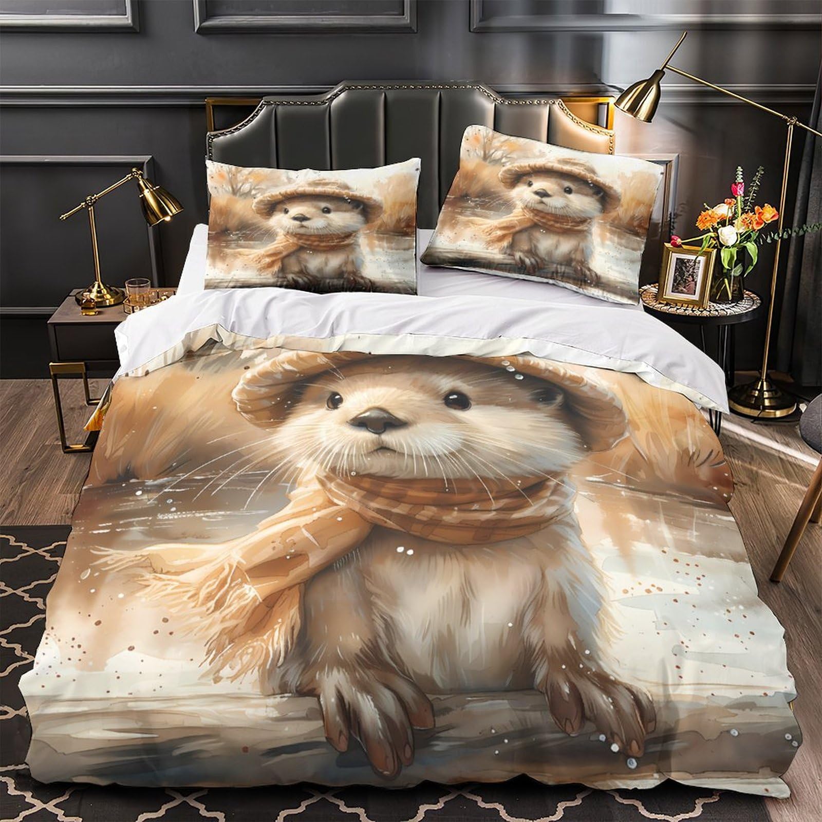 Housse de Couette Loutre Anti-Acariens pour un Sommeil Doux et sans Allergie