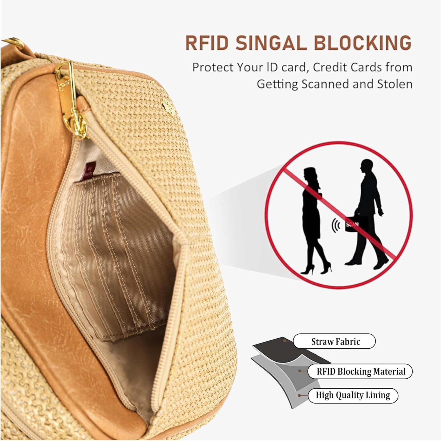 AOCINA Faux Straw Crossbody Bags for Women Summer Purse 2026 RFID Raffia Woven Bag Travel Beach Hawaiian Cruise Essentials