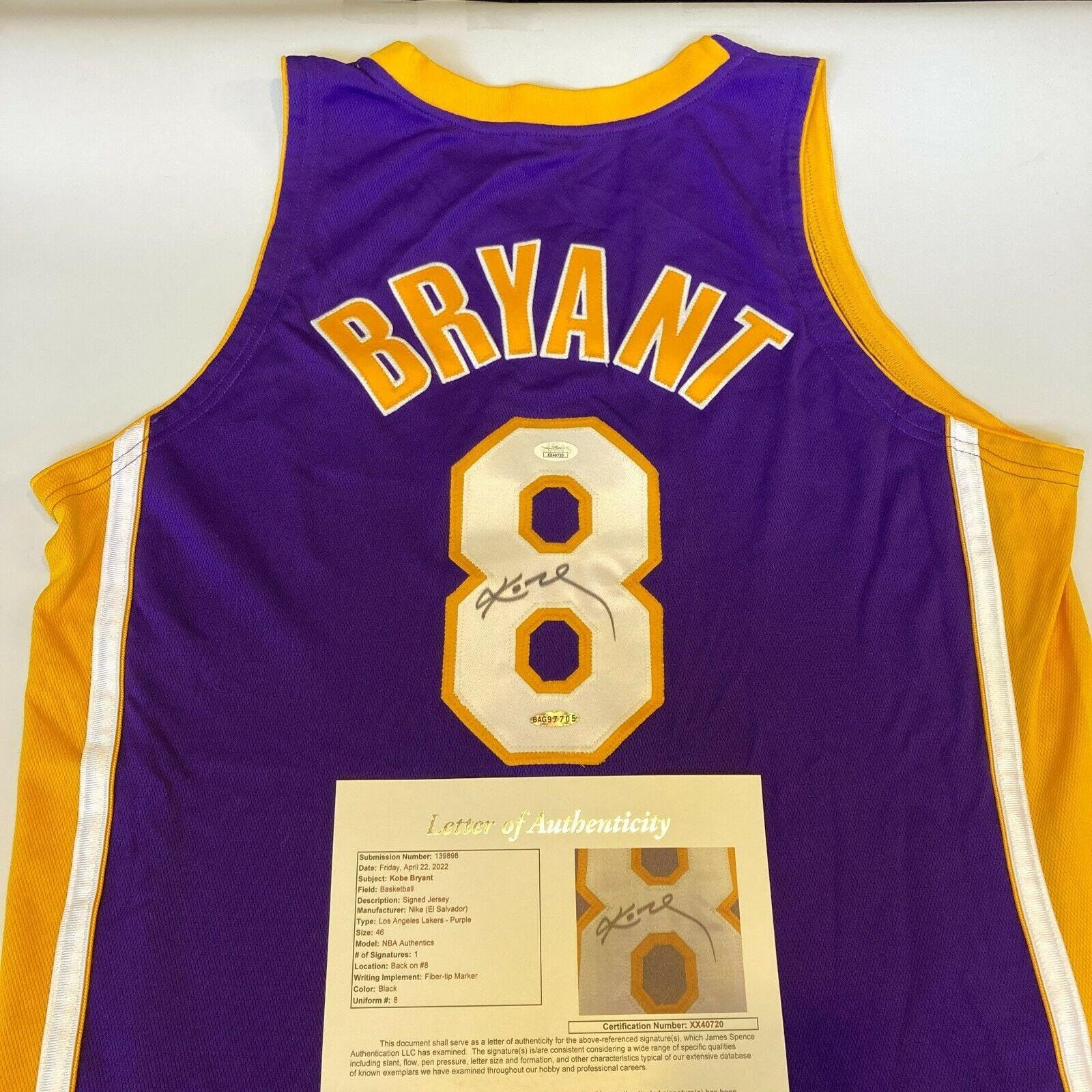 Amazon.com: Kobe Bryant Signed 2000-01 Pro Cut Los Angeles Lakers 