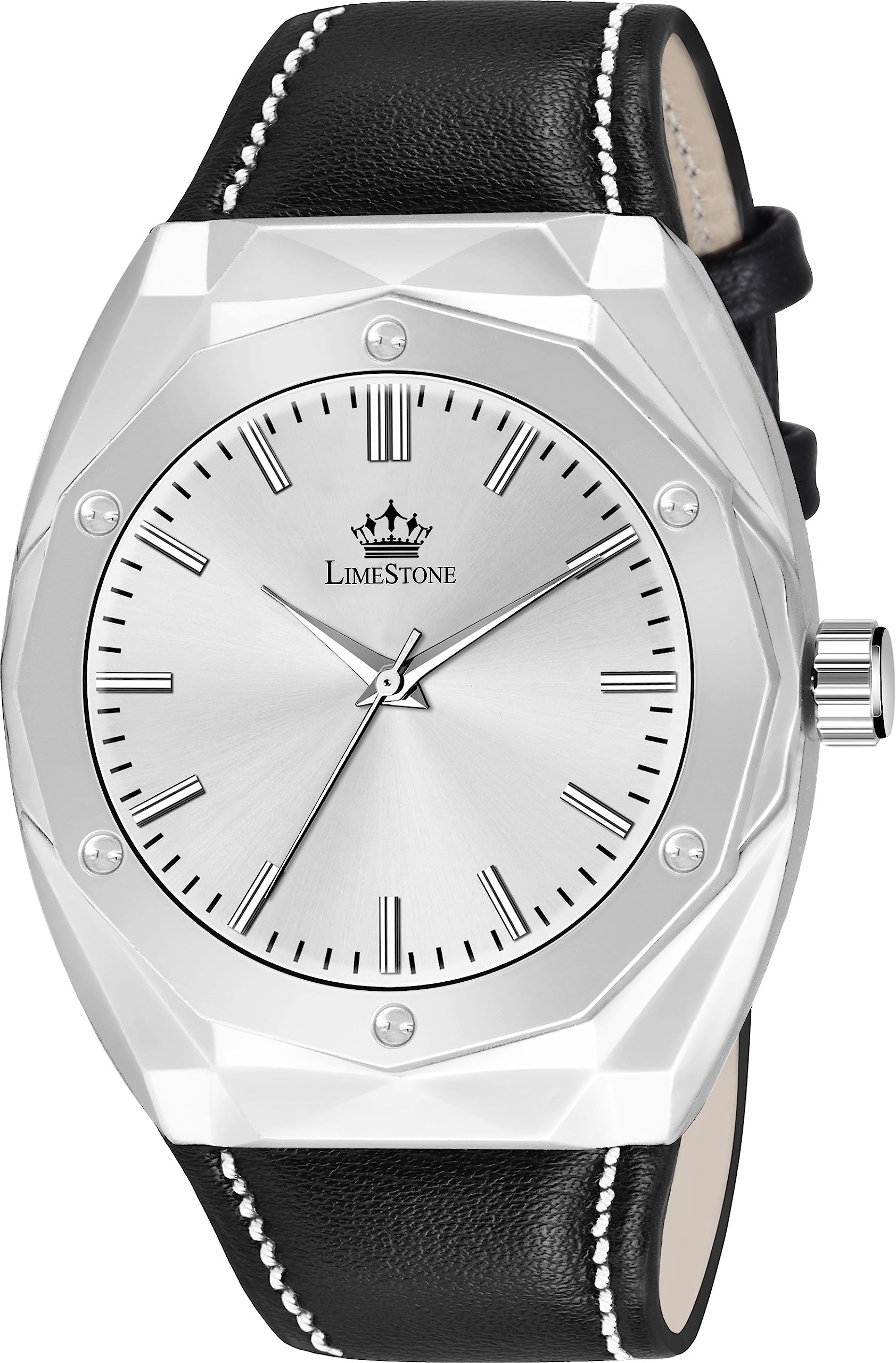 LIMESTONE Luxe Luxe Series of Luxury Style 3D Cut Dial Leather Strap Quartz Analog Watch - for Men (B0CCJ1FLTK) Amazon Price History, Amazon Price Tracker