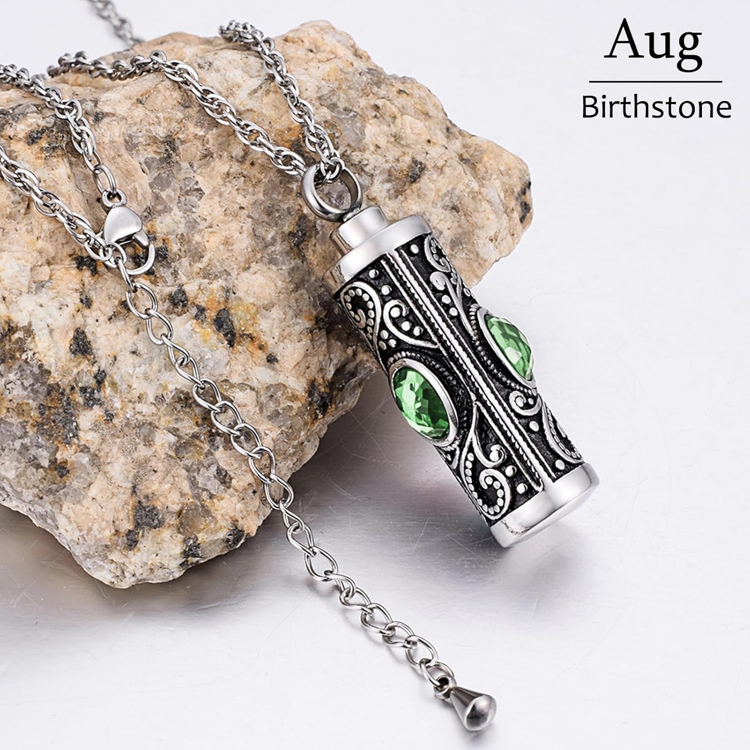 XIUDA Crystal Cremation Urn Necklace for Ashes Keepsake Stainless Steel Memorial Pendant with Flower - Image 3