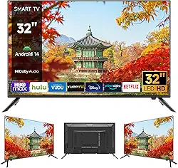 Smart Tv 32" HD | Android 14 | 2 HDMI + À Prova de Umidade | Wi-fi 100/240v