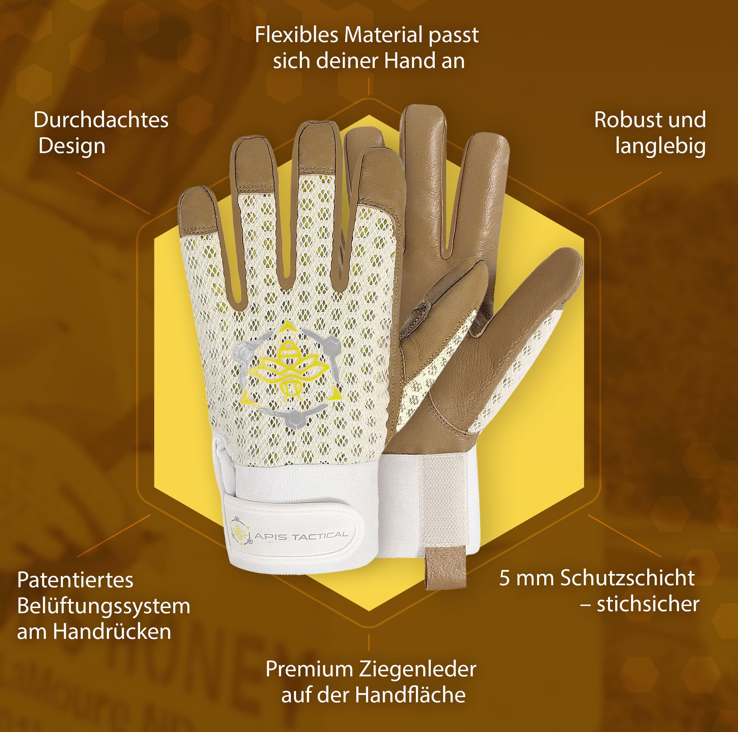 Imkerhandschuhe Ziegenleder – Maximaler Stichschutz, Beige, L | Kurze Bienenhandschuhe für Imker | Weich, griffig & atmungsaktiv | Robuste Imkerei-Ausrüstung der Profi-Serie für Honigbienen