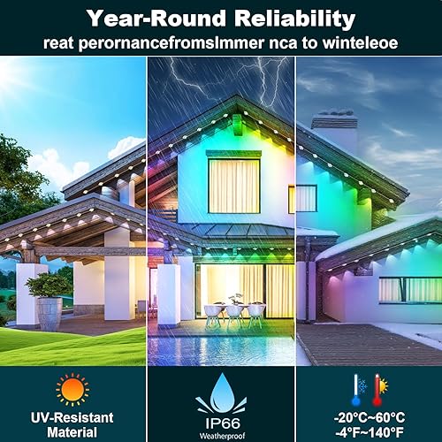 Miniatura 7 de Luces permanentes para exteriores, luz de alero RGB de 200 pies, iluminación impermeable IP67 para casa, LED inteligente con aplicacióncontrol