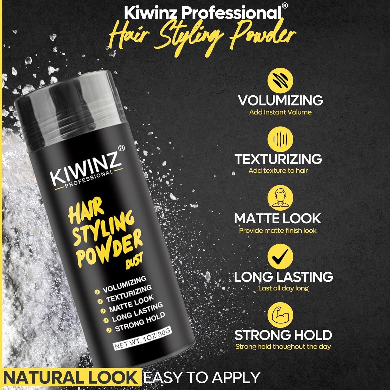 Hair Styling Powder for Men – Natural Look Texture Hair Powder with Matte Finish – Long-Lasting Hold, Adds Volume & Texture, Non-Sticky and Smells Great – 30g - Image 2