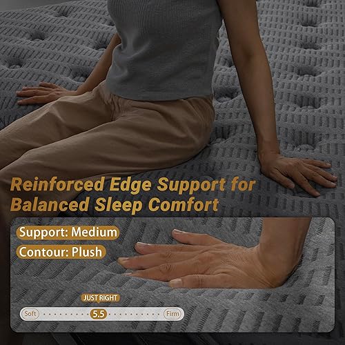 Miniatura 5 de inight Colchón híbrido tamaño King de 12 pulgadas, colchón híbrido King en una caja, espuma viscoelástica de gel y resortes individuales en