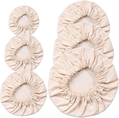 Paquete de 4 fundas orgánicas para cuencos de alimentos sin blanquear, reutilizables, 100% algodón, elásticas, fundas para tazones de tela L (para Paquete de 4 fundas orgánicas para cuencos de alimentos sin blanquear, reutilizables, 100% algodón, elásticas, fundas para tazones de tela L (para