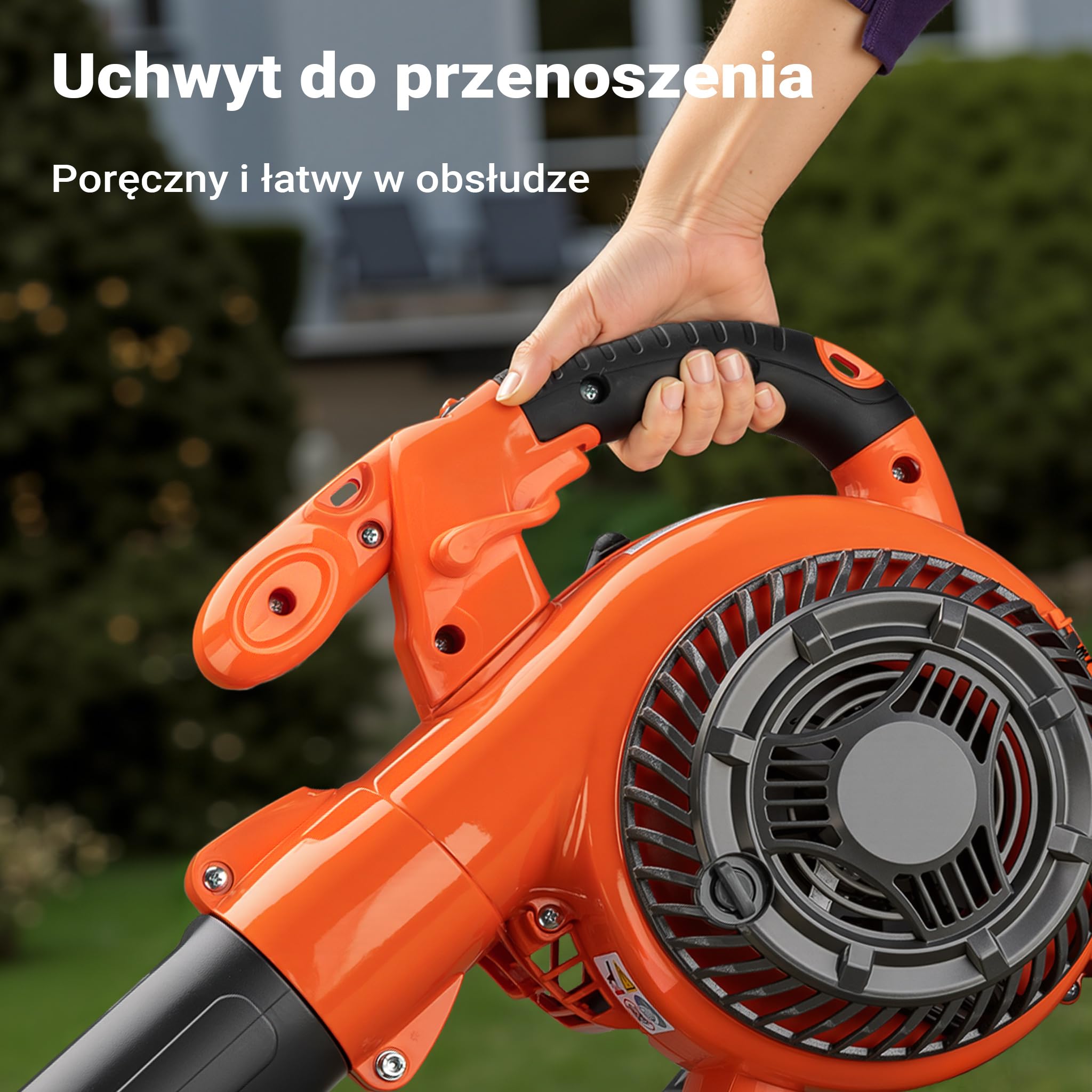 Wiltec Dmuchawa do liści 3-w-1 z odkurzaczem i rozdrabniaczem, silnik 1 KM, przepływ powietrza do 265 km/h, z workiem o pojemności 50 l