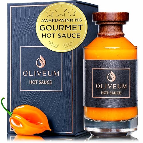 Oliveum Hot Sauce - Gourmet Medium Spice Organic Habanero Peppers.