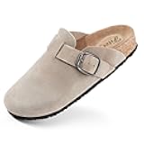 Womens Clogs Slip-on Potato Shoes Leather Mules with Suede Cork Footbed Size 6-11