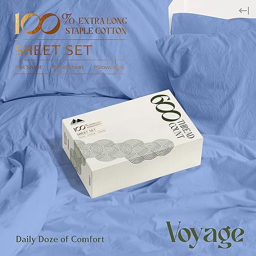 Miniatura 4 de Mayfair Linen - Sábanas 100 % algodón, tamaño individual, 600 hilos, de algodón egipcio de lujo, calidad de hotel, suaves y sedosas, tejido