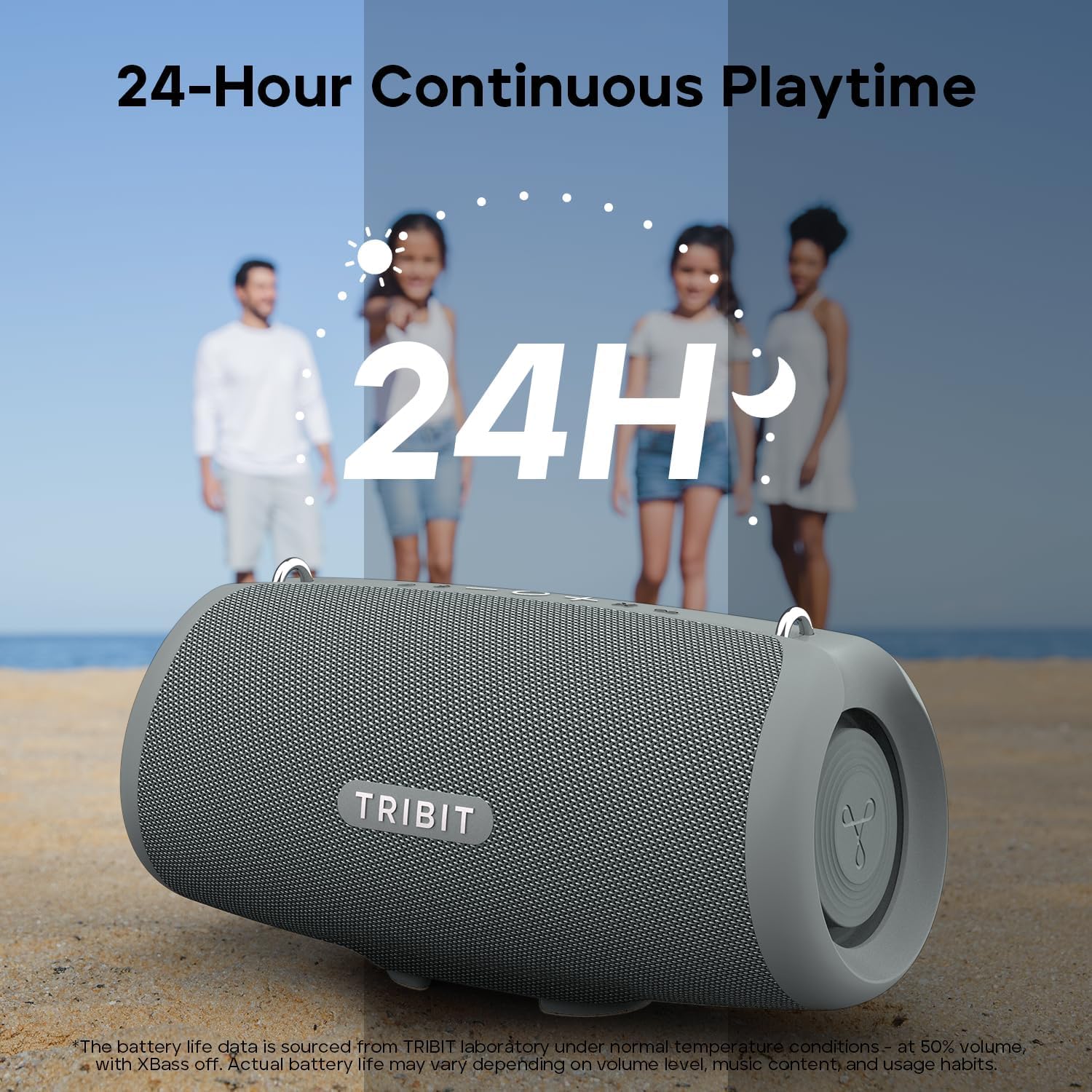 Tribit Portable Bluetooth Speaker StormBox Lava, 80W Loud Wireless Speaker, 24H Playtime, IP67 Waterproof, BT5.4, Custom EQ, XBass, Built-in Mic, TWS Pairing for Camping/Beach/Travel/Outdoor (Gray) - Image 6