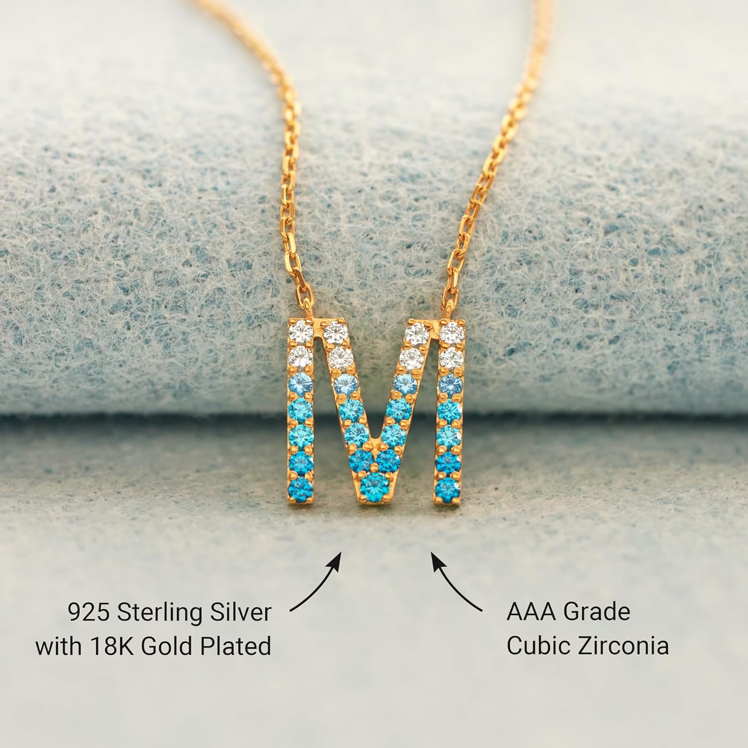 STORYJEWELLERY Initial Necklaces for Women, 925 Sterling Silver Initial Necklace, Dainty Letter Necklace with Initial Charm, Gold Pendant Necklace for Women, Mother's Day Gifts, Graduation Gift - Image 5