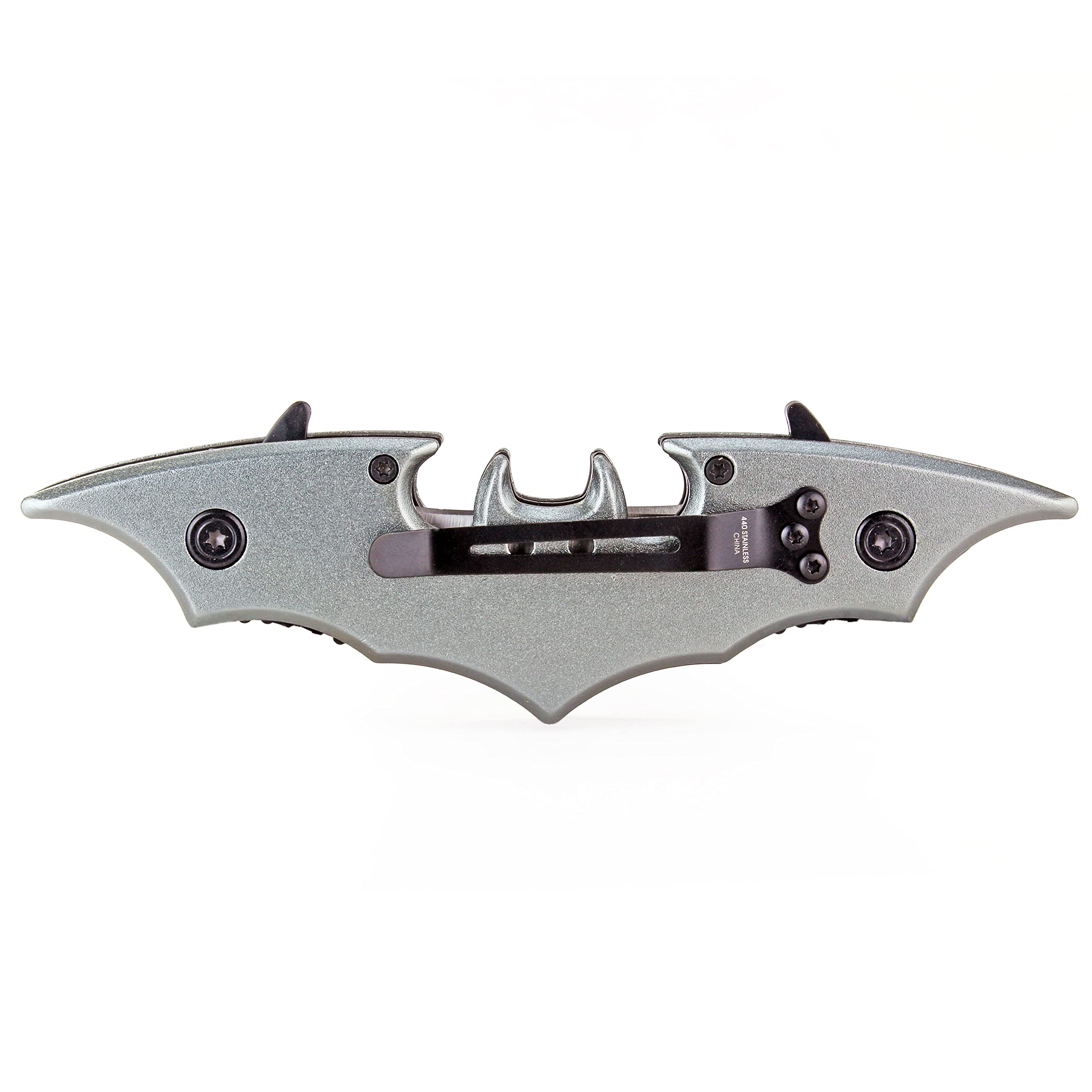 Dark Twin Blade Knife - Double Edge Folding Pocket with clip, 11" Stainless Steel Two Sharp Cut (): Silver