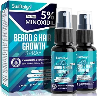 5% Minoxidil for Men Beard & Hair Growth: Hair and Beard Growth Oil Spary with Biotin Ginger Extract Lavender Oil