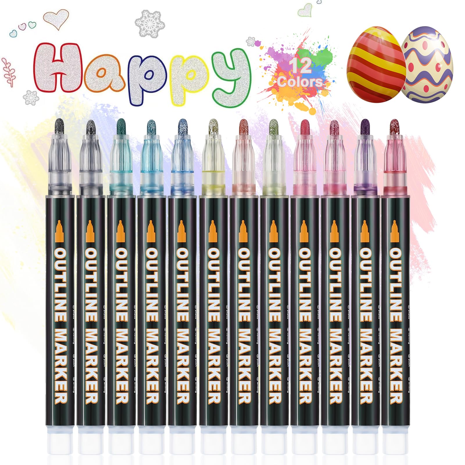 Collazoey Rotuladores Purpurina, Regalo Niña 4-12 Años, Bolígrafos de Contorno, Magic Marker Rotuladores Mágicos Brillantes Doble Línea para Pintar, Scrapbooking, Manualidades Niños