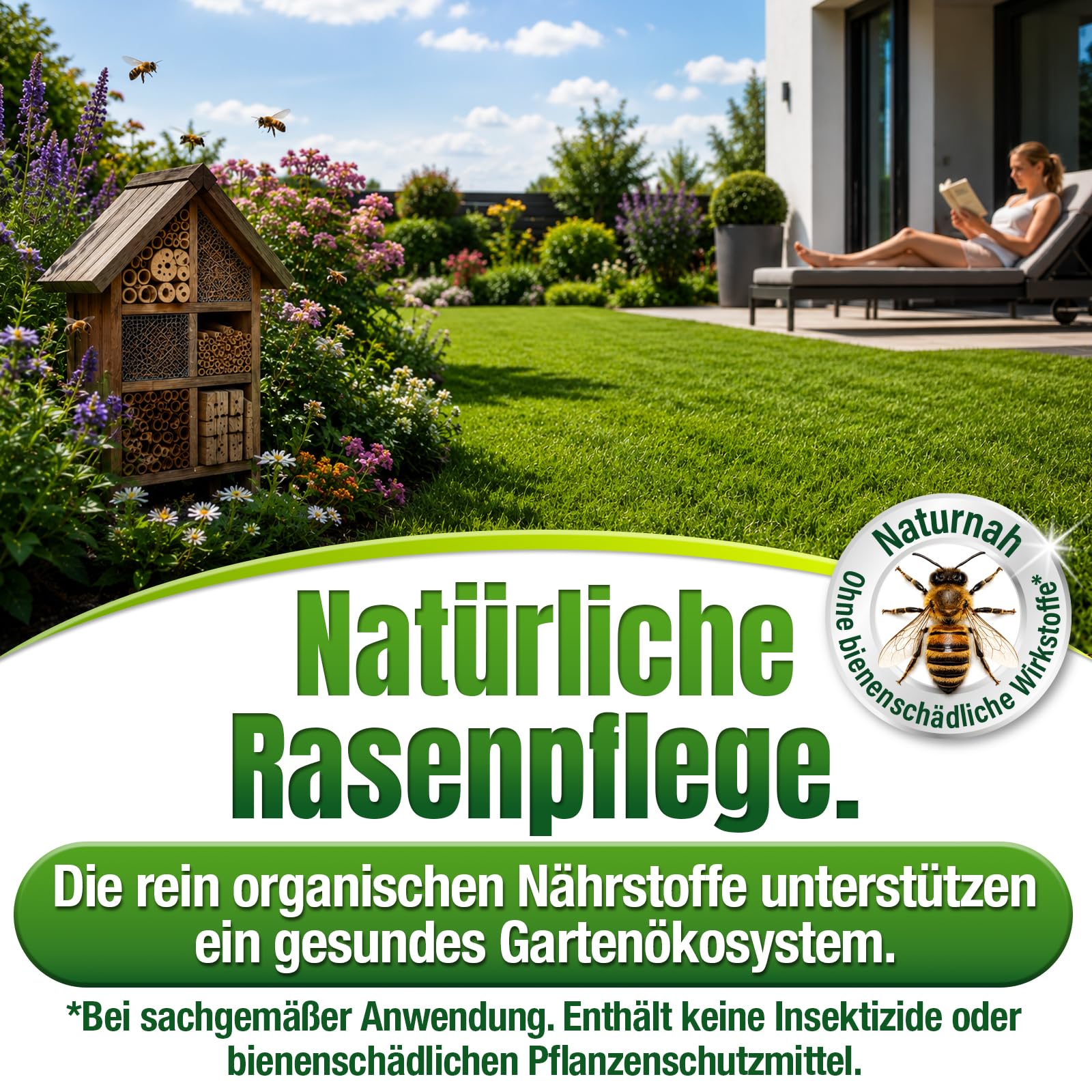 Bio Rasendünger Natur Aktiv - schneller Humusaufbau, starke Langzeitwirkung, aktiviert müde und ausgelaugte Böden, heilt Rasenlücken, kein Rasenfilz - Premium Rasen Dünger (30,3kg)