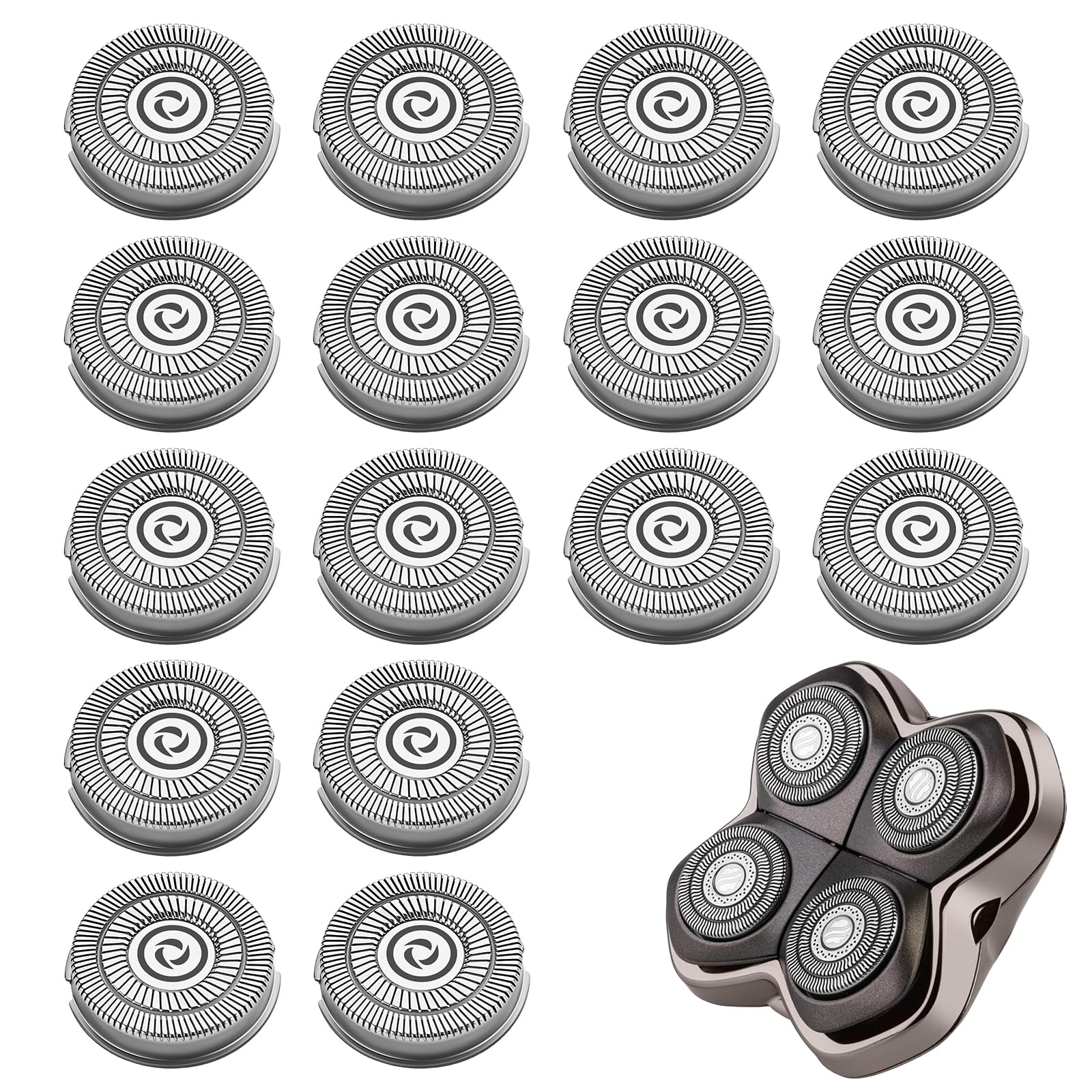 16 shaver replacement heads, compatible with Skull shaver Pitbull Gold PRO shaver replacement blades 4 heads