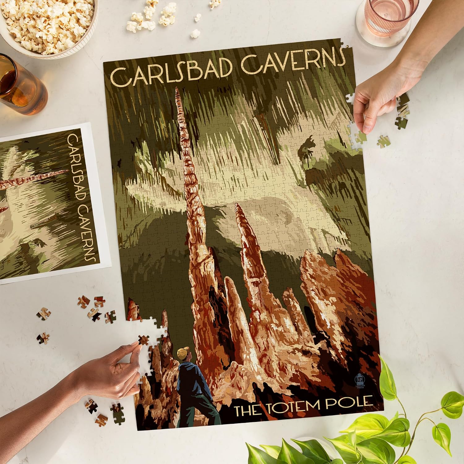 Lantern Press Carlsbad Caverns National Park, New Mexico, The Totem Pole 1000 Piece Jigsaw Puzzle for Adults, Made in USA with Reference Poster