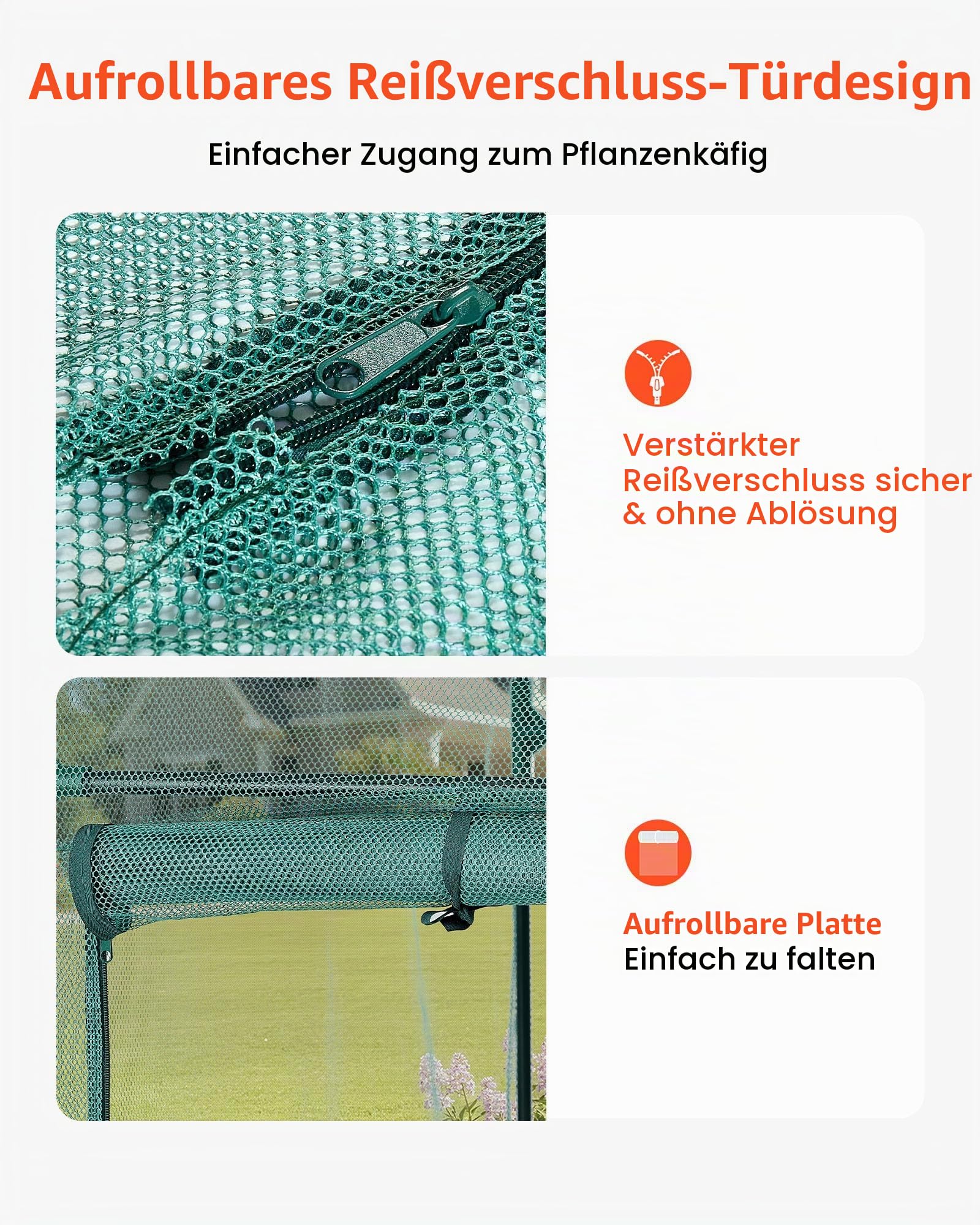 VEVOR Pflanzenschutzzelt, 1806x910x1500 mm Pflanzenschutznetz mit Rahmen, Tür mit Reißverschluss, windbeständig, Pflanzenkäfig Gewächshaus für erhöhte Beete im Freien, Garten, Terrasse