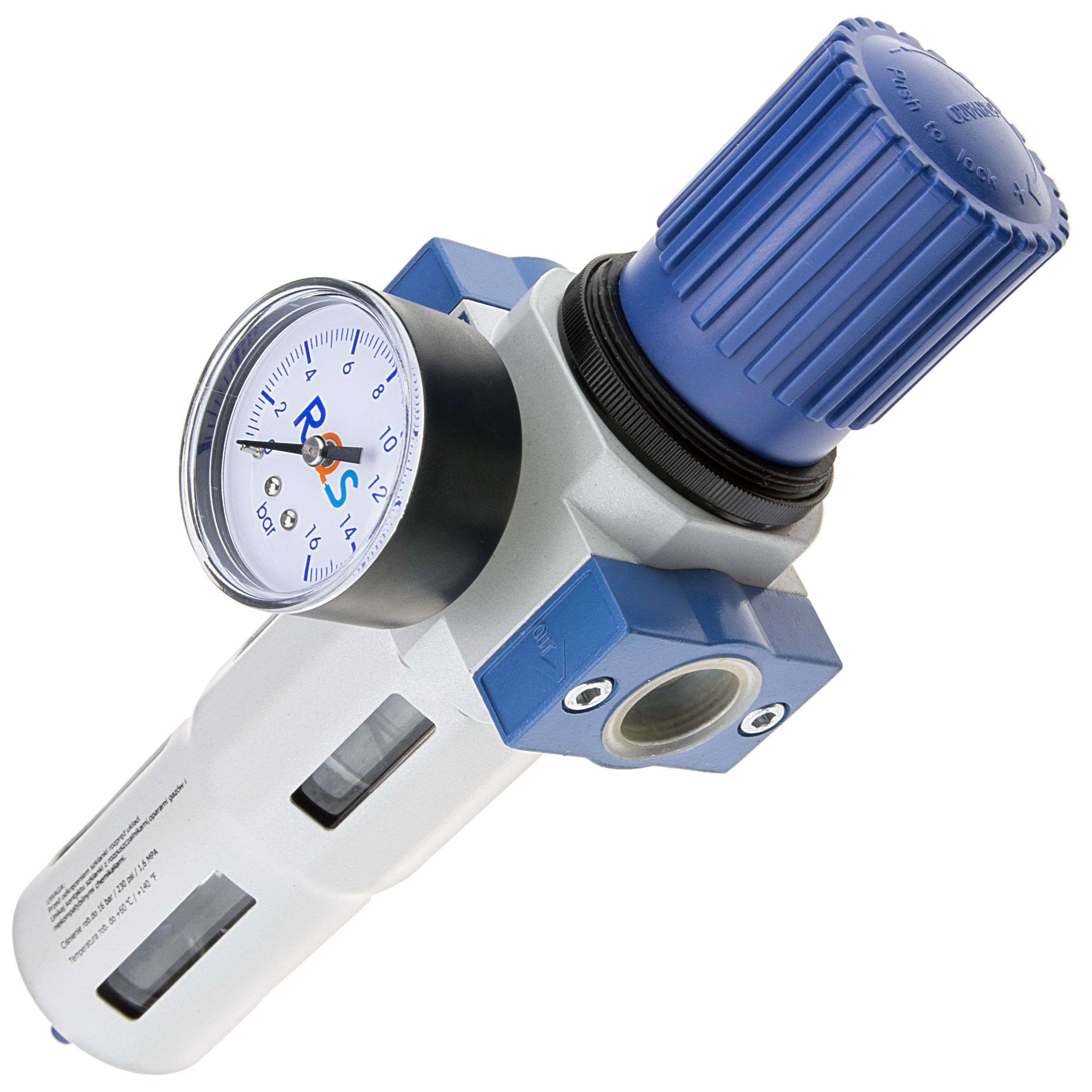 RQS Filtre à air comprimé - Séparateur Deau à Air Comprimé - Filtre avec réducteur - manomètre - MIDI 3/4 - séparateur d'eau - élimination de l'eau