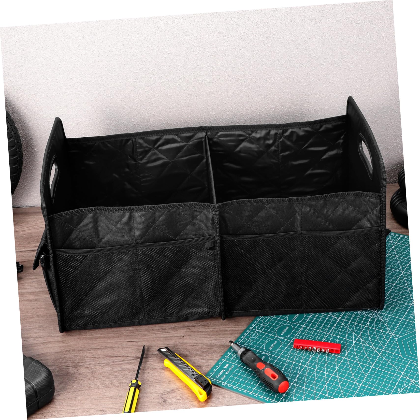 Mikinona Organizer Bagagliaio Auto in Oxford Resistente Contenitore Pieghevole con Scomparti Separati per Suv Camion e Auto Accessorio Versatile per Organizzazione Bagagliaio