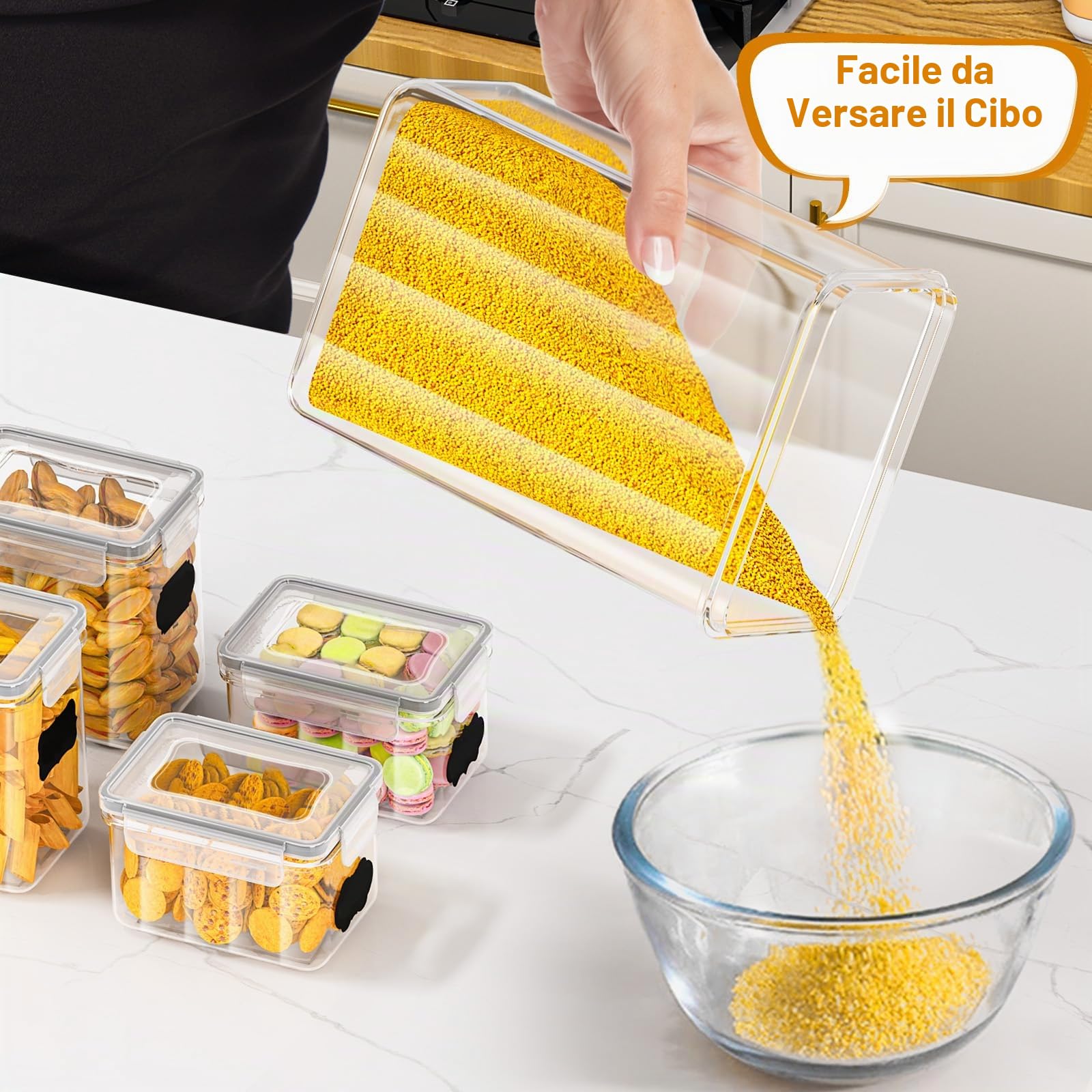 PurKeep 24 contenitori ermetici con coperchio, senza BPA, per farina, zucchero, cereali e accessori da forno, 33,6 l
