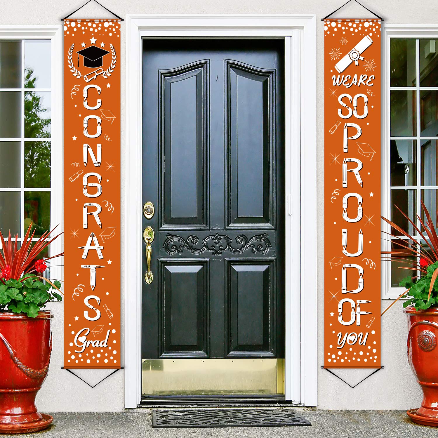 Blulu Graduation Decorations 2025 We Are So Proud of You Banner Congrats Grad Porch Door Banner for Indoor Outdoor Graduation Party Supplies School Classroom Hanging Door Decor(Orange)