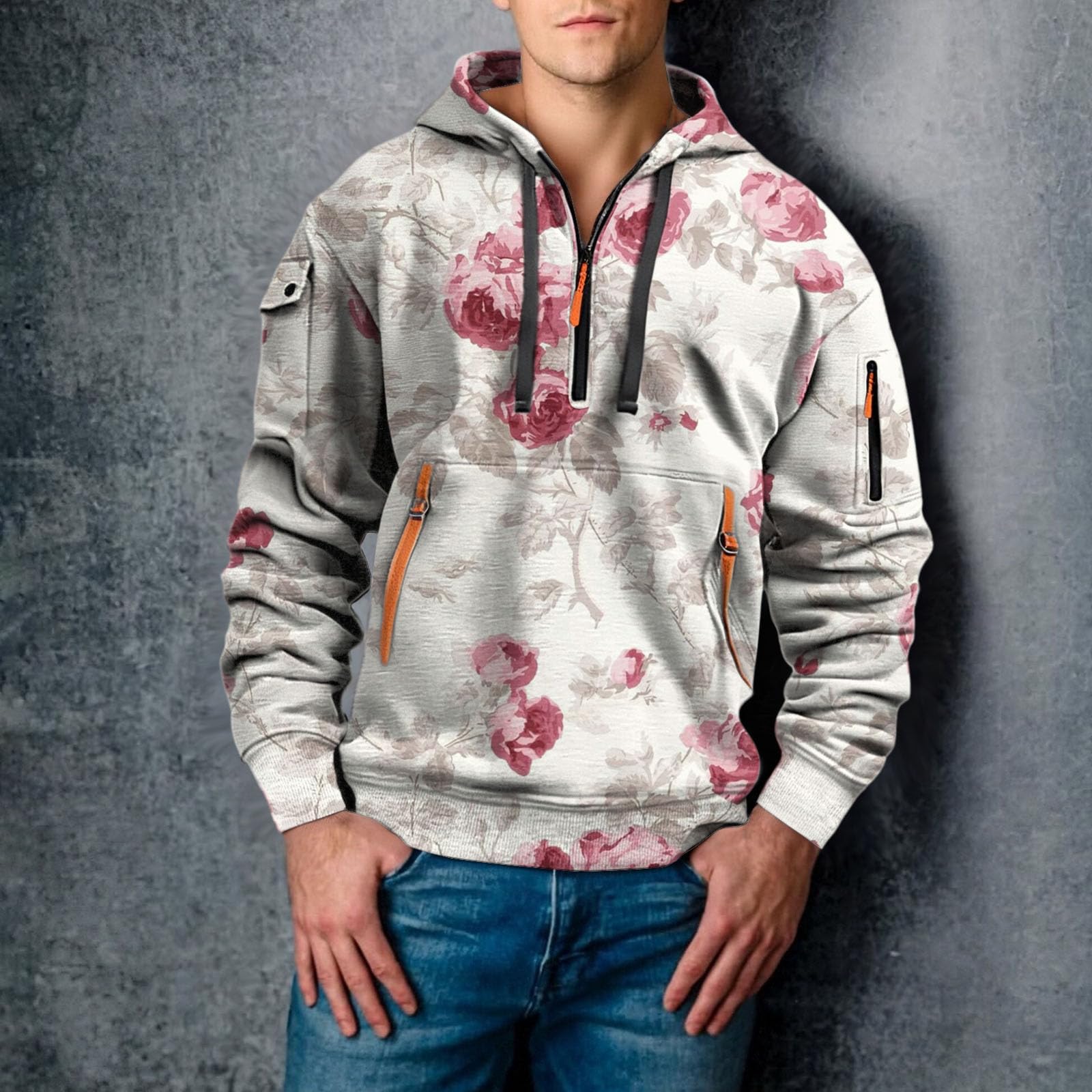 Chaqueta Verano Hombre Sudadera con Capucha Juvenil Y Moderna para Hombre, Estampado 3D Flores Dinámicas, Otoño E Invierno. Top Gimnasia Cortavientos Entrenamiento Boxeo Protección Solar