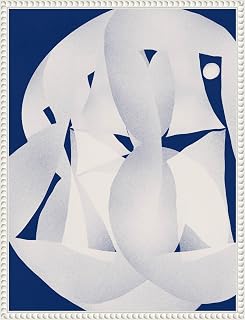 Amanti Art 24x18 Framed Canvas Wall Art - Abstract Paper Sculpture by Little Dean, Sylvie Beaded White Float Frame, USA Made Decor