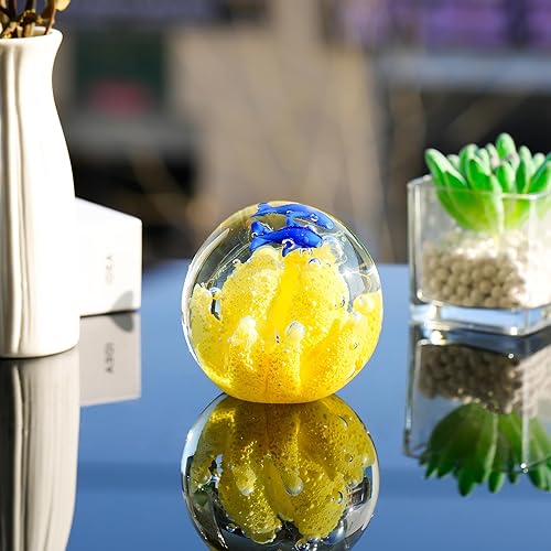 Miniatura 2 de Qianwei Figuras de vidrio soplado a mano, bola de cristal de pisapapeles, decoración del mar para el hogar, decoración de acuario, decoración de