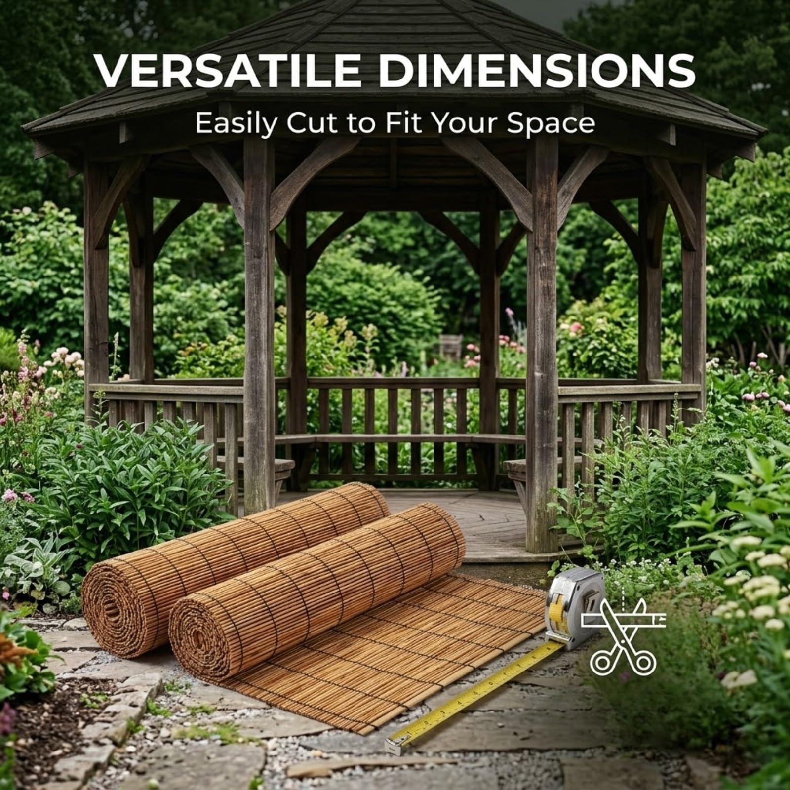 Canisse en Roseau Naturel Brise-Vue Jardin, Canisse en Roseau pour Balcon Terrasse et Clôture, Écran de Confidentialité Occultant, Pare-Soleil et Brise-Vent(Brun,61x762cm(2x25ft))