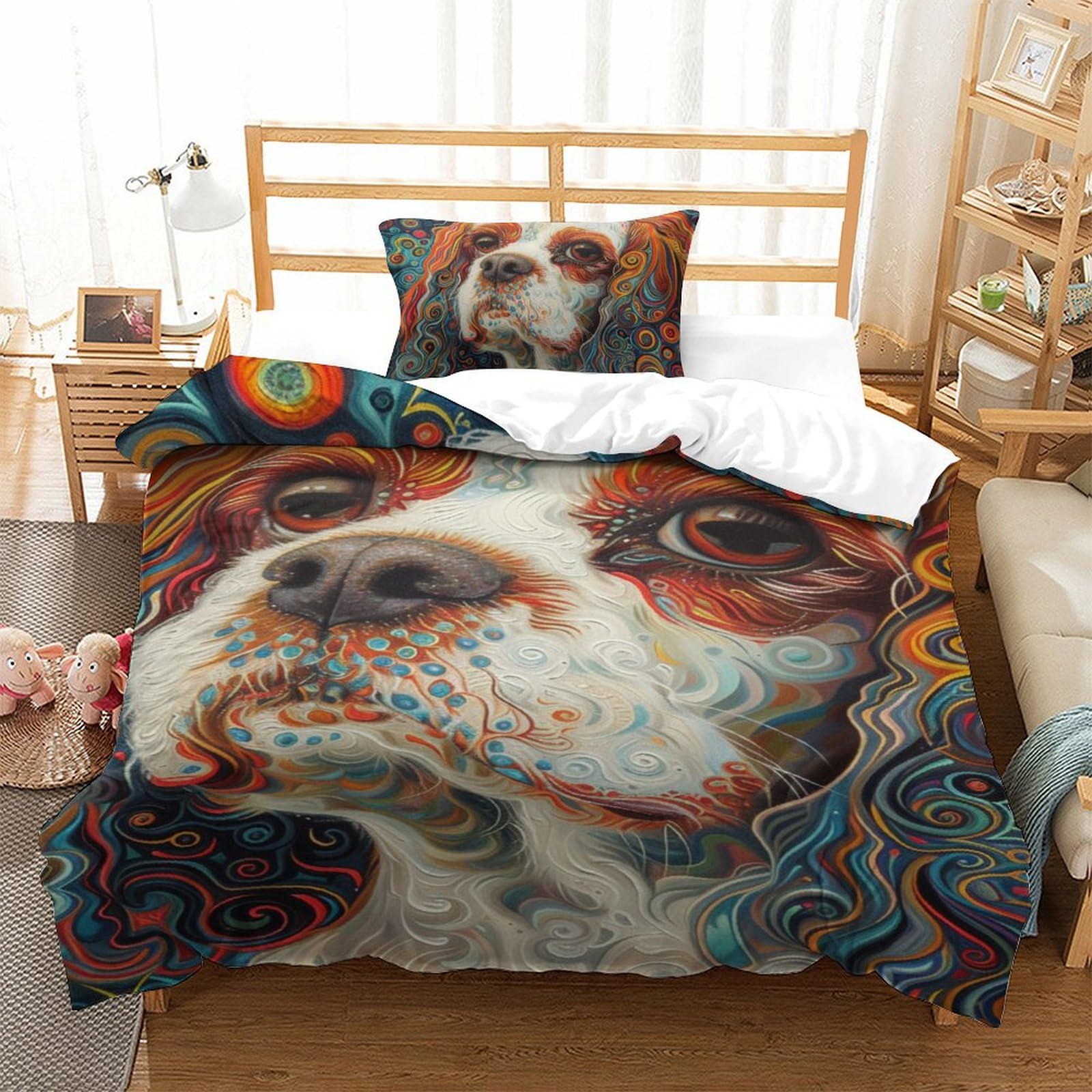 Housse de couette Chien de Chasse Espagnol parure de lit 135x200 set de lit microfibre 3D