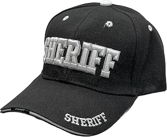 Sheriff Hat Law Enforcement Baseball Cap - White Embroidery Sheriff Front & Bill - Hook & Loop Adjustable Size