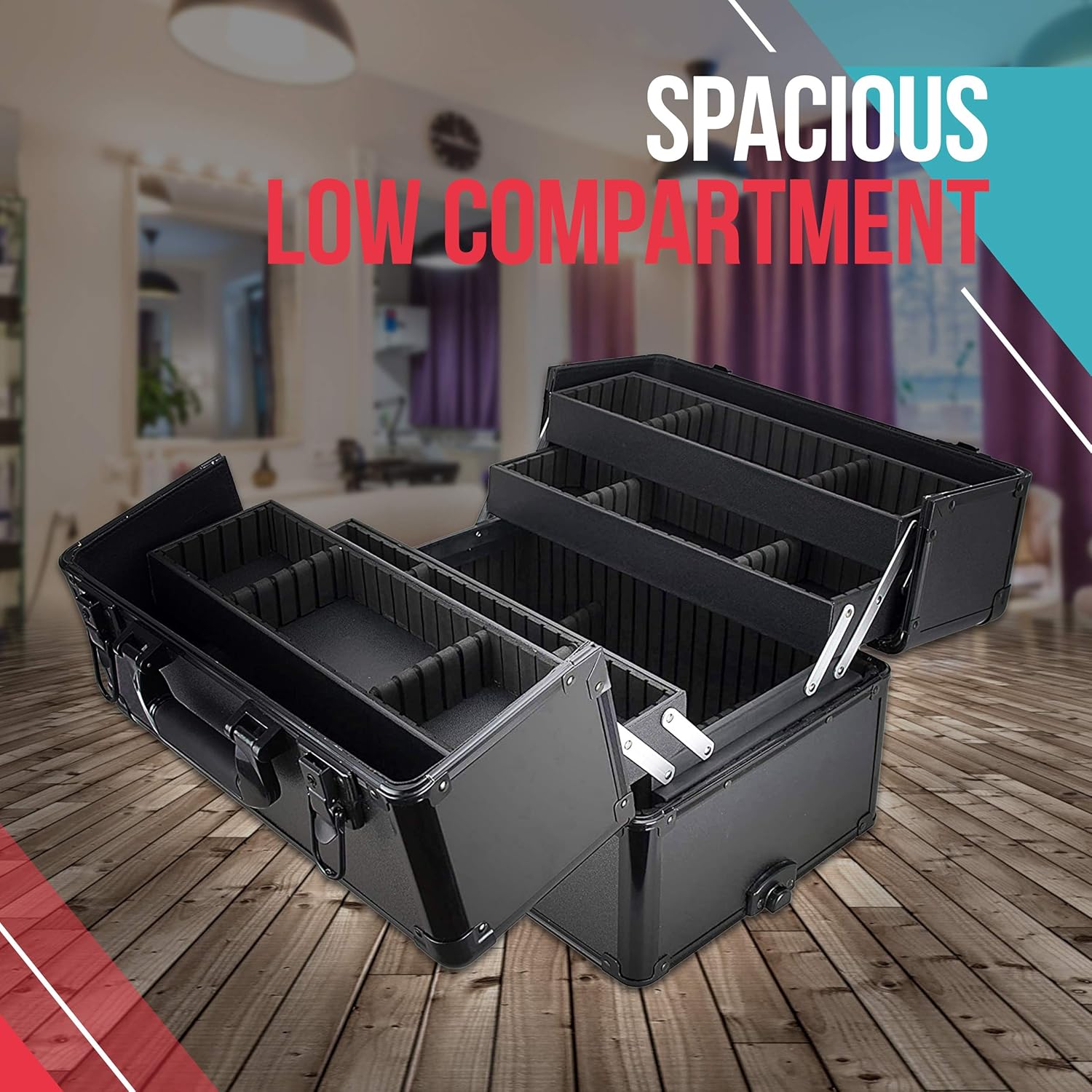 VER Beauty 4-in-1 Professional Makeup Travel Case (Black Matte) Aluminum Frame, Cosmetic Lockable Large Storage Portable Case, Keylock Security System, Salon Barber Case, 360° Rolling Wheel System : Beauty & Personal Care