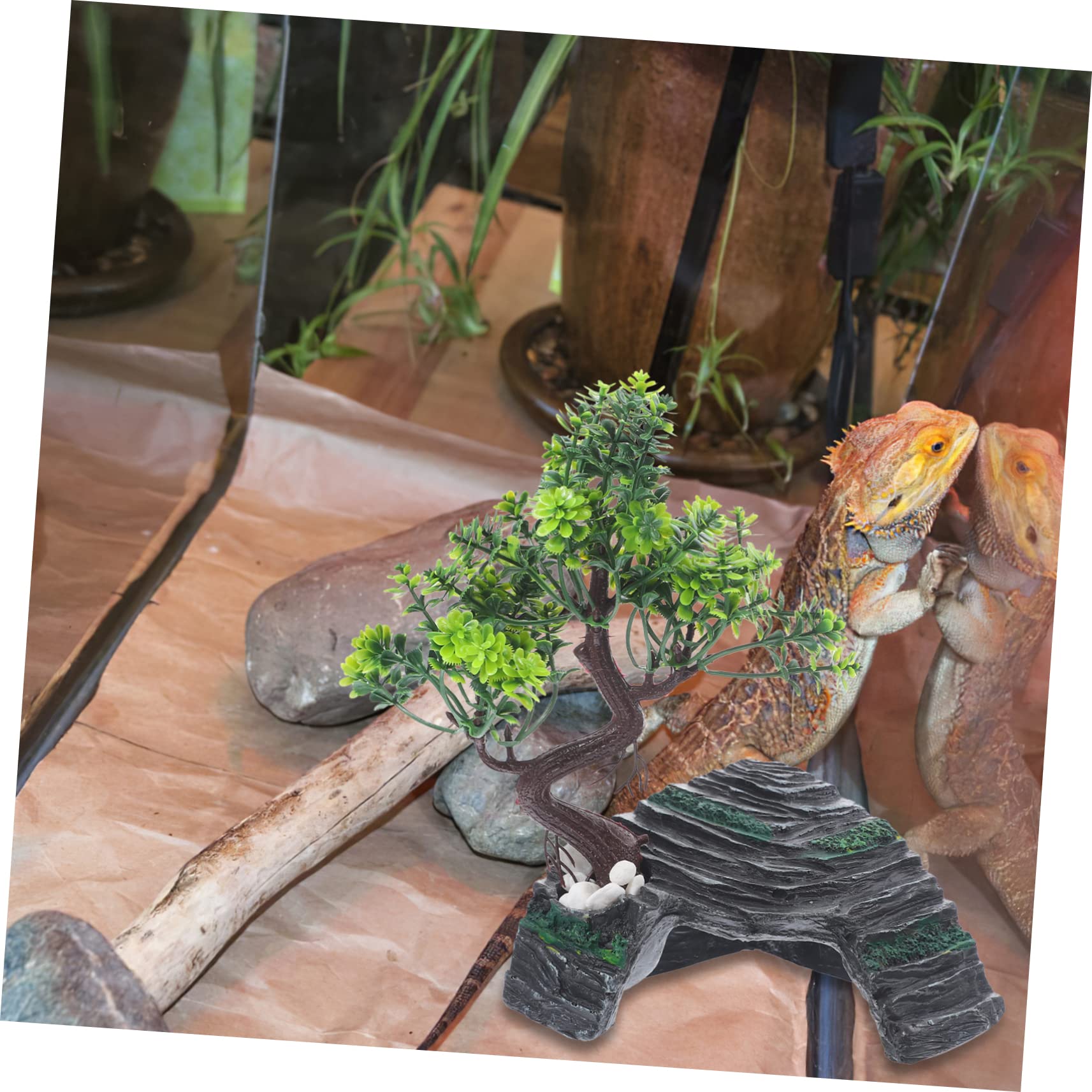 DOITOOL 1juego Decoración De Terrario De Resina para Reptiles Refugio Natural De Roca para Lizard y Anfibios Diseño Especial para Crear Oscuros Resistente y Seguro para Mascotas