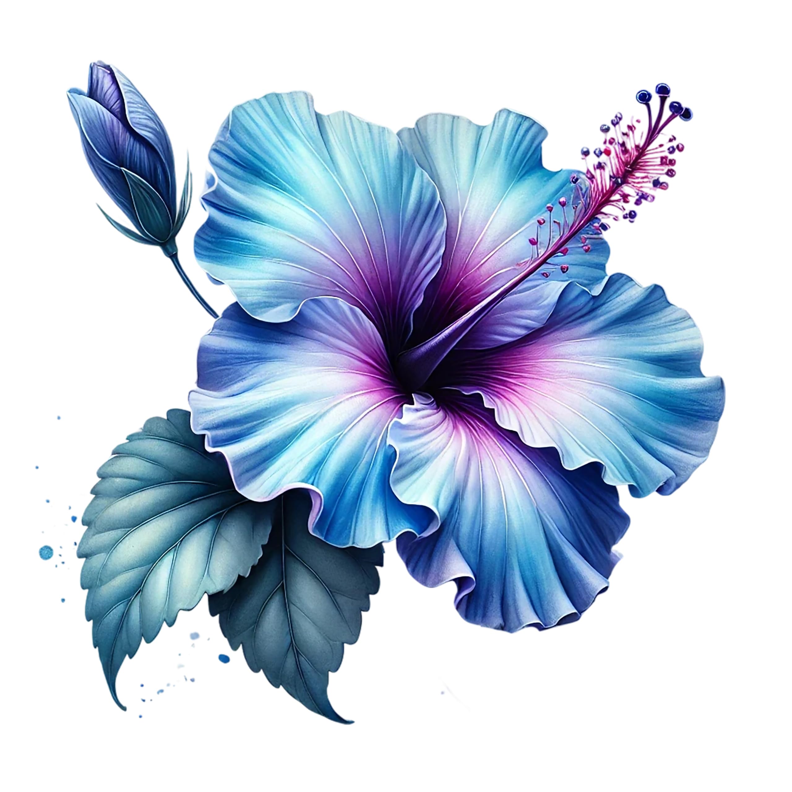 Blue Hibiscus Flower Stickers, Cover Marks 20cm & 7cm Floral Decals x4 โ image 1