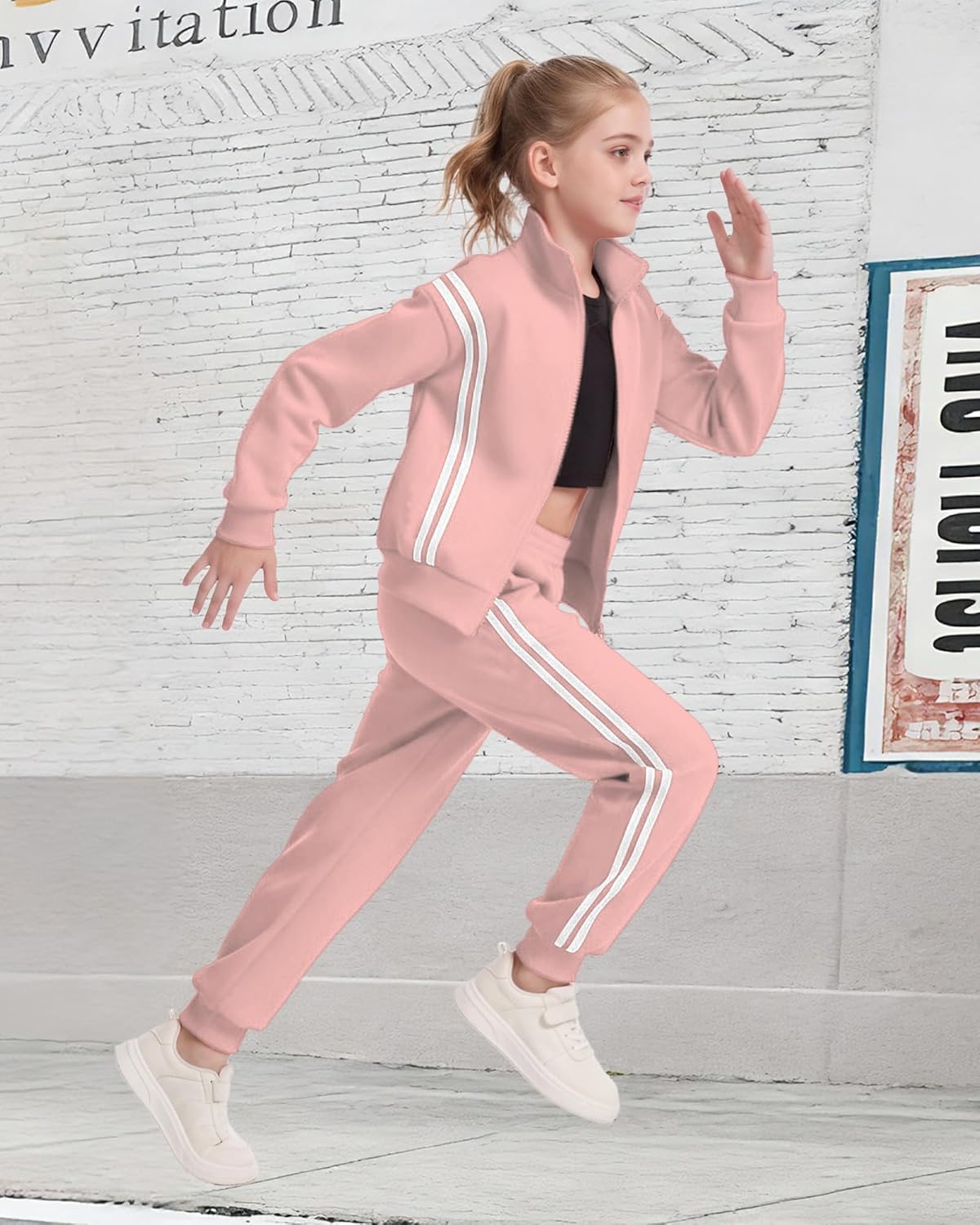 Girls Clothing Sets 2 Piece Outfits Athletic Sweatsuits Contrast Striped Jacket Jogger Sets Track Suits 5-14Y - Image 7