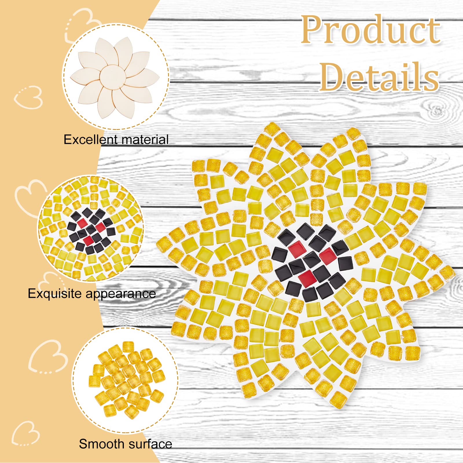 WEBEEDY DIY Sonnenblumen Sonnenfänger Set – Inkl. Runde Acrylplatte (15 Cm), Mosaikglas, Kleber & Hanfseil
