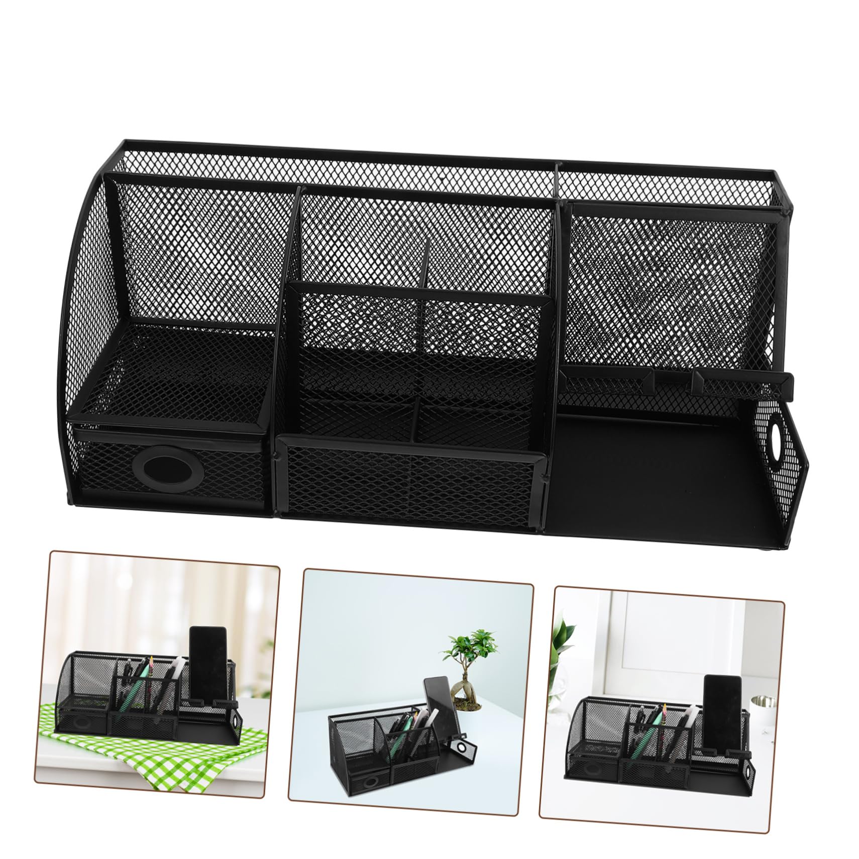 Porte-crayons en Fer Noir pour Bureau, Organisateur de Table Moderne | Rangement pour Fournitures, Style Épuré, Usage Comptoir, Format Compact