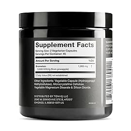 Ultra High Strength Bromelain 1000mg - 3600 GDU/Gram - Highly Concentrated and Bioavailable - Third-Party Tested Formula - 90 Vegetarian Capsules - 45 Servings Per Container - Bromelain Supplement