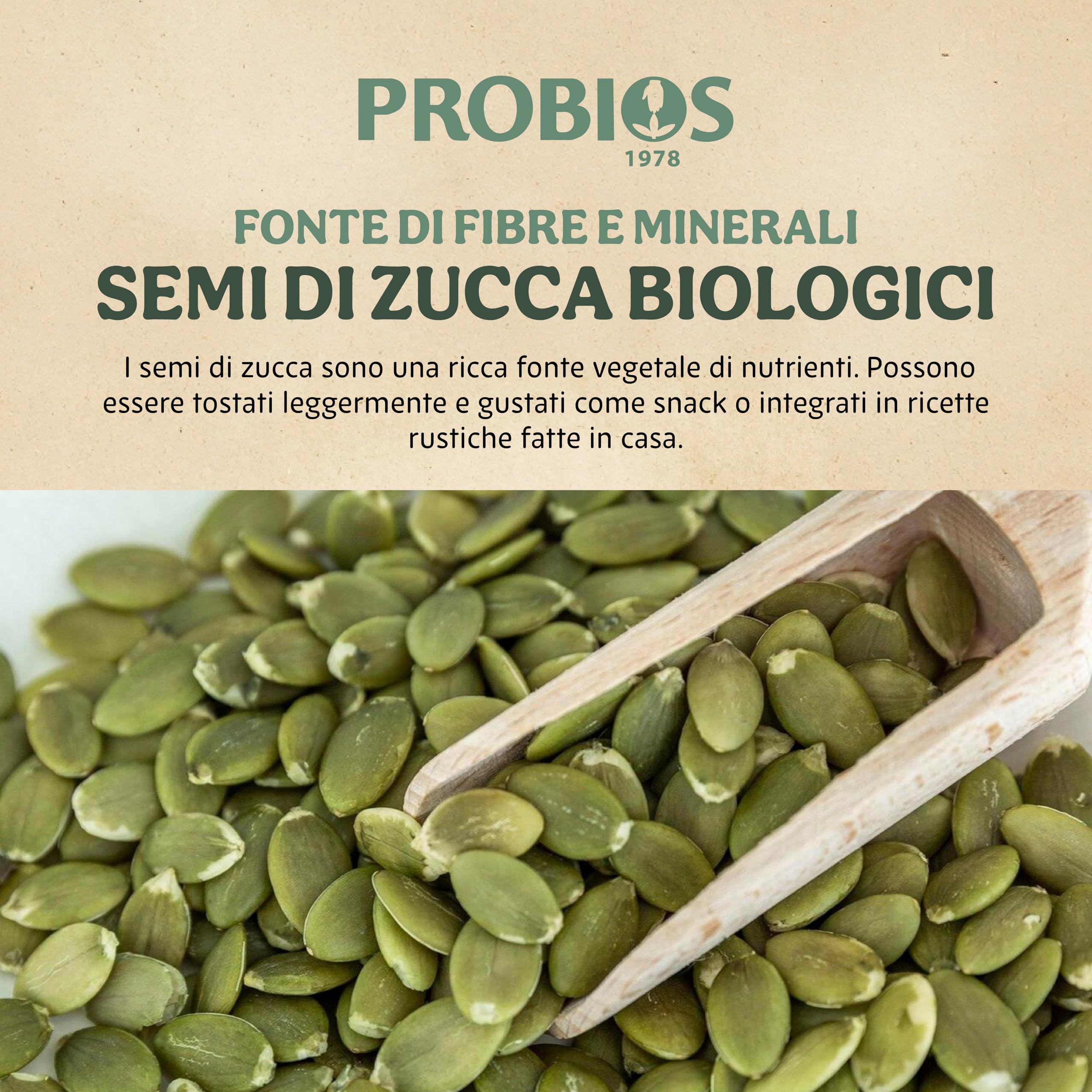 Probios Semi di Zucca Bio - Fonte di fibre e minerali - ideale sia per piatti cotti che crudi - Qualità Premium Semi Zucca - Confezione da 6 (6 x 200 g)
