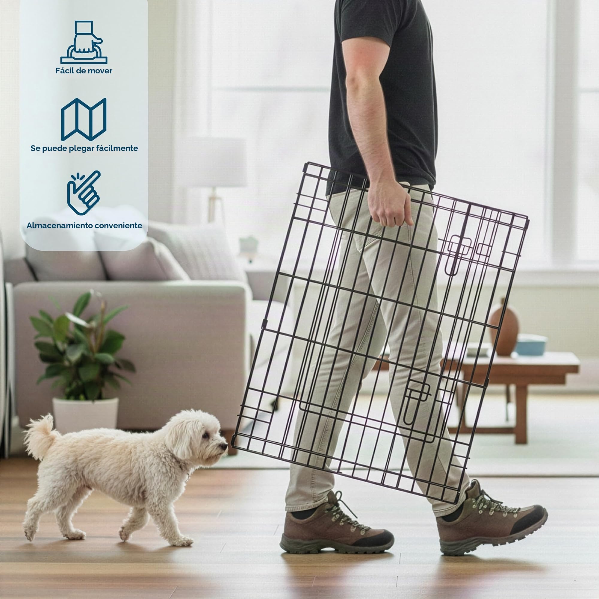 Petmaker Corralito Plegable de Metal con 8 Paneles de 24 x 30 Pulgadas, Interior y Exterior con Puerta para Perros, Gatos o Animales pequeños