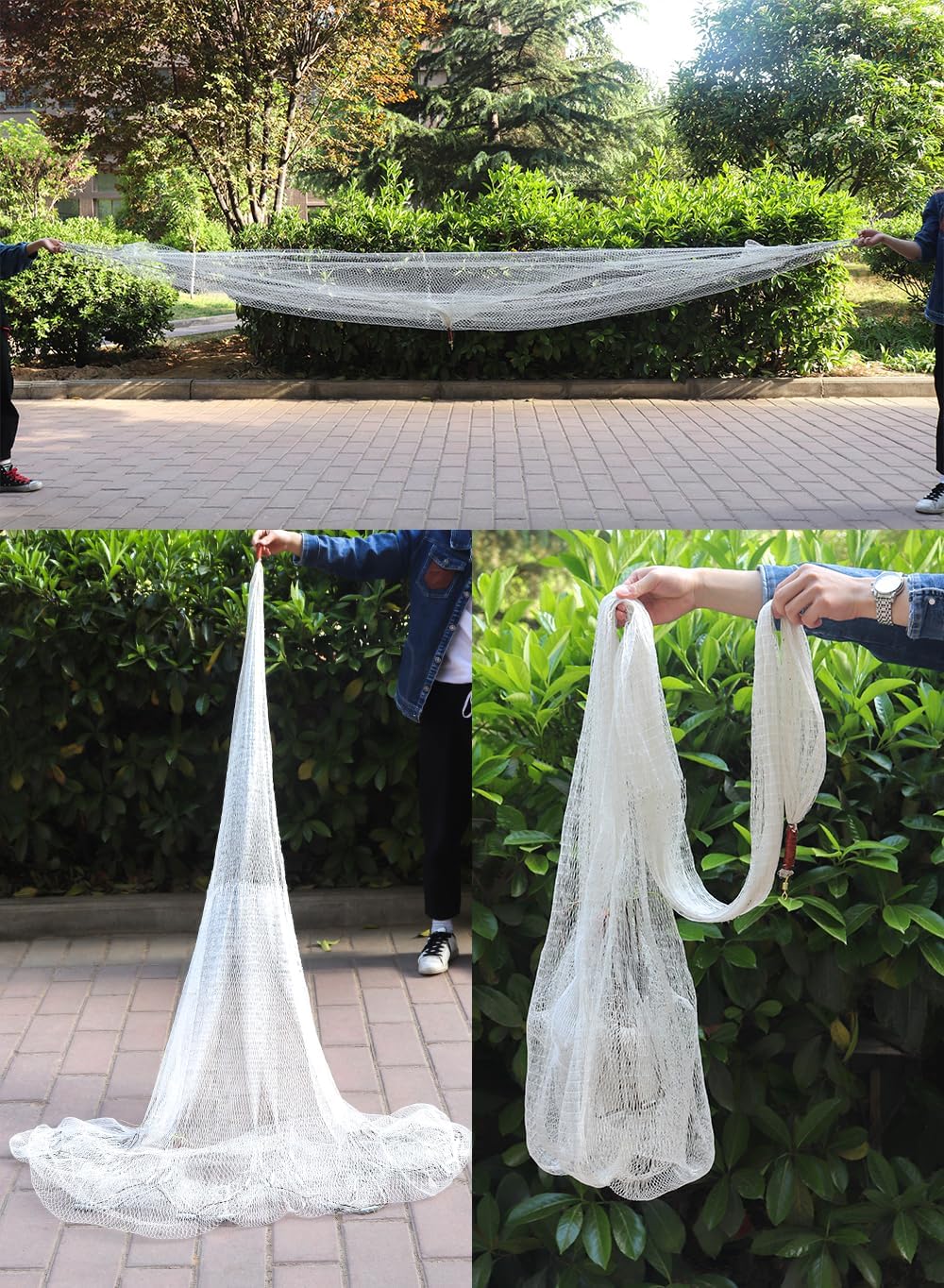Lawaia Traditional Fishing Cast Net Multifilament Line Landing Net with Steel Pendant Weight Hand Throwing Fish Net White Nylon Small Mesh